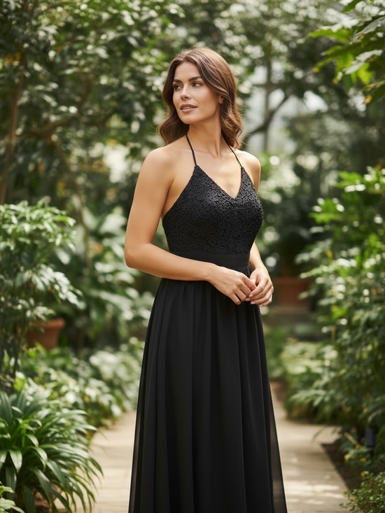 Double Zero Dresses & Skirts - Double Zero Black Lace & Chiffon Maxi Dress